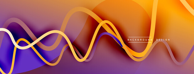 Fototapeta premium Abstract gradient background with wave line with shadow effect. Geometric composition. 3D shadow effects and fluid gradients