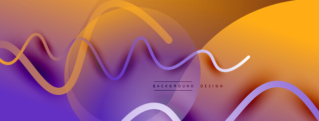 Abstract gradient background with wave line with shadow effect. Geometric composition. 3D shadow effects and fluid gradients