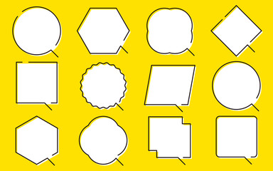 黒いラインのシンプルなふきだし　白枠あり
