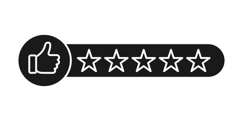 Customer review rating icon vector illustration. 5 star rating icon vector design template. Review Rating with Five Star vector icon flat design for website, symbol, logo, sign, mobile, app, UI.