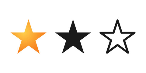 Fototapeta premium Set of Star icon vector illustration template. Star icon design collection. Star vector design isolated on white background. Star vector icon flat design for website, symbol, logo, sign, app, UI.