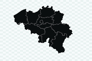 Belgium map black Color on Backgound Png