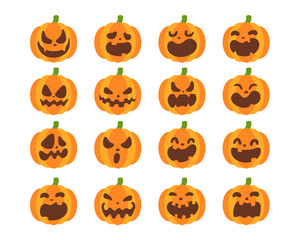 Yellow pumpkin vector for carving scary ghost faces for Halloween.