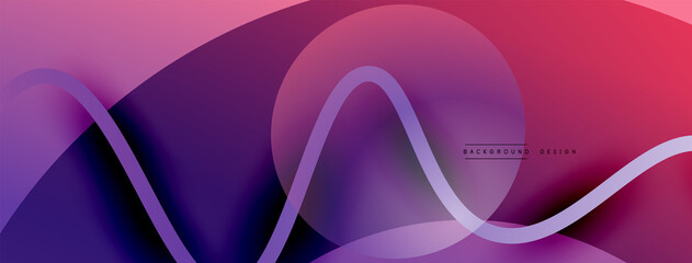 Abstract gradient background with wave line with shadow effect. Geometric composition. 3D shadow effects and fluid gradients