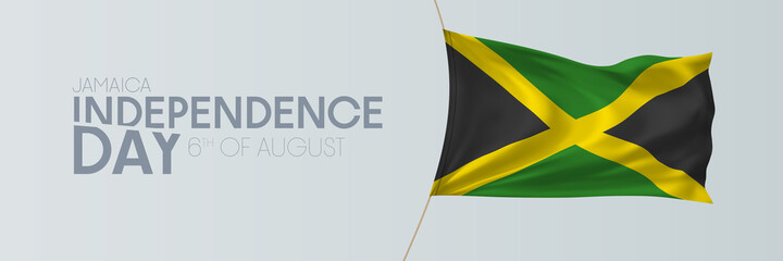 Jamaica independence day vector banner, greeting card.