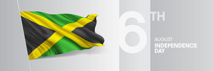 Jamaica happy independence day greeting card, banner vector illustration
