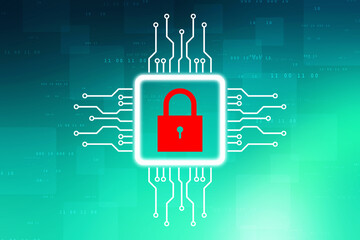 2d illustration Safety concept: Closed Padlock on digital background
