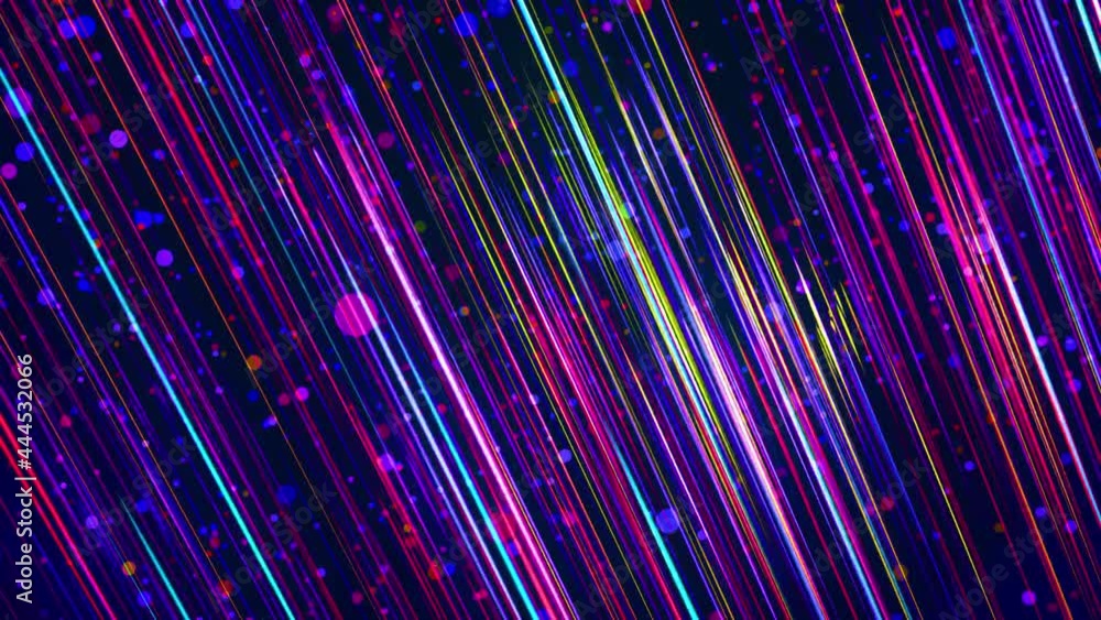 Poster light streaks or multicolor light trails. flow of lines form wall. 3d abstract bg with glow linear s