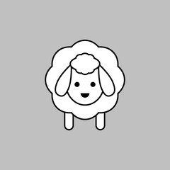 White sheep icon. Vector drawing. Lamb linear outline isolated illustration. 