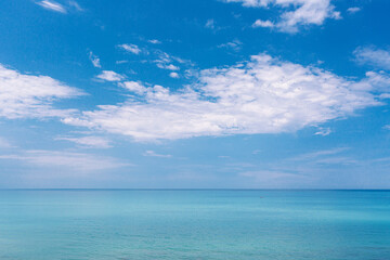 Fototapeta na wymiar Calm blue sea and sky. Relaxation, serenity and relaxation concept