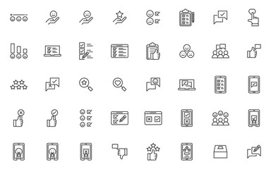 set of feedback thin line icons, review, vote