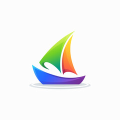 Awesome ship colorful gradient logo