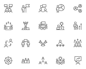 set of business people line icons, team, teamwork,