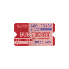 Single bus ticket on city transport isolated retro coupon template. Vector date, time and control number perforation, perforated carton card. Public transport vintage one way or single trip ticket © Vector Tradition