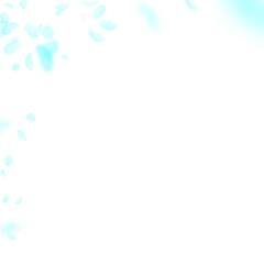 Turquoise flower petals falling down. Imaginative