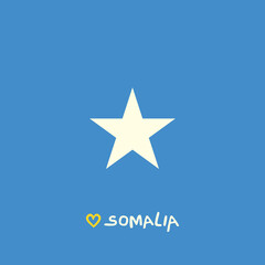 Obraz premium Somalian Flag in square shaped artwork with outlined heart shape and Somalia text styled in handwritten lettering