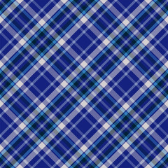 Tartan plaid pattern in blue. Print fabric texture seamless. Check vector background.