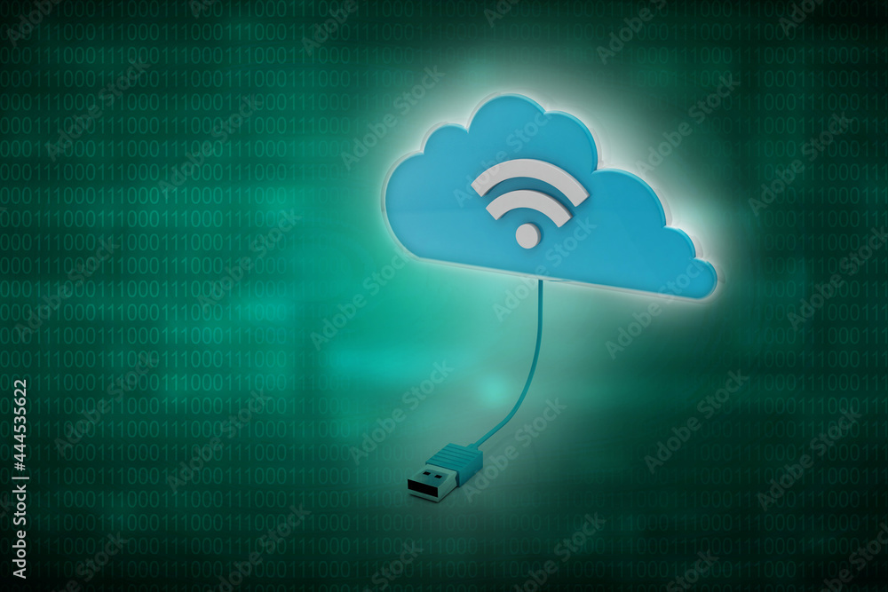 Aufkleber 3d rendering usb icon with wifi
