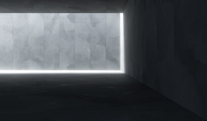 Empty space with concrete wall and lateral lights, Abstract  Modern design background.3d Rendering.