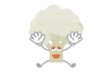 ジャンプするシンプルでかわいいブロッコリーのキャラクターのベクターイラスト