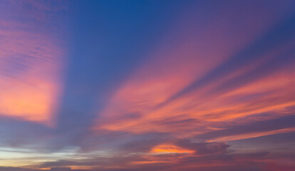 Fototapeta na wymiar Amazing and dramatic sky at the sunset