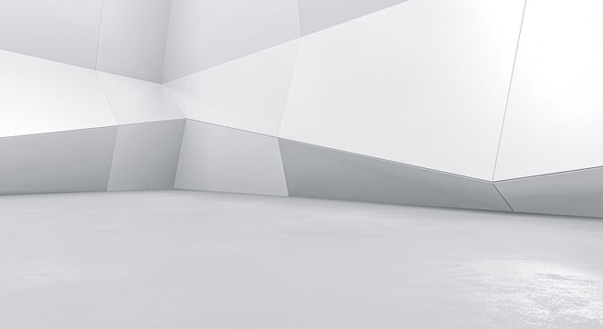 Abstract white polygonal wall background. Futuristic Geometric structure design concept. 3d Render.