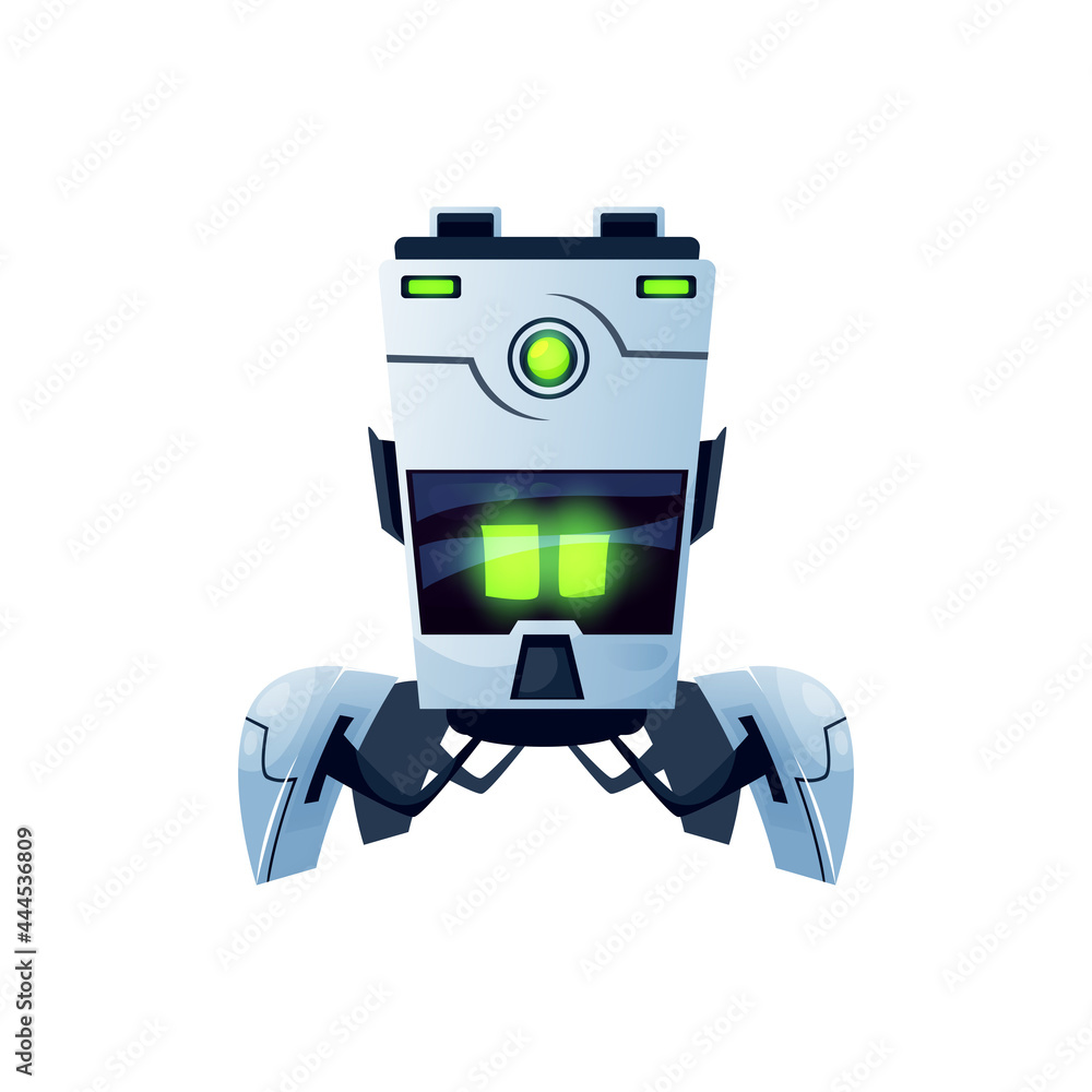 Poster robot cartoon character with flexible parts isolated realistic icon. vector futuristic ai robot with