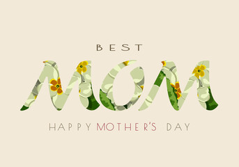 Mums, Mother's Day Flowers Letters Banner Greeting Card Background