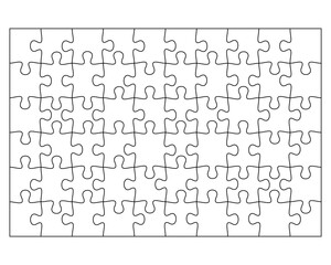 Blank Jigsaw Puzzle 60 pieces. Simple line art style for printing and web. Stock illustration