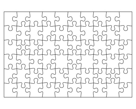 Blank Jigsaw Puzzle 60 pieces. Simple line art style for printing and web. Stock illustration