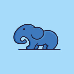 Illustration of cute Elephant design. Cartoon Elephant with adorable long trunk. in cartoon and flat style