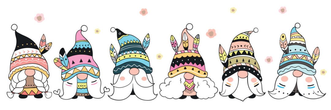 Draw tribal gnome Doodle cartoon style