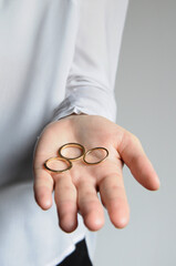 Rings on hand of bride