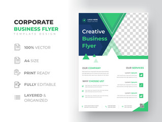 Corporate business flyer template design with green color. marketing, business proposal, promotion, advertise, publication, cover page. digital marketing agency flyer design. new business flyer design