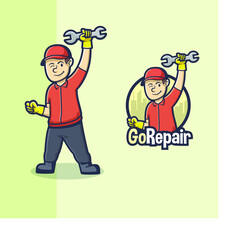 character of person with a wrench logo for repair workshop business