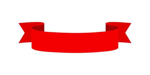 Vector red ribbon banner set. Flat red ribbon for discount label in product sales.