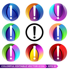 Exclamation mark Icon Vector. With colorful simple flat symbols. Perfect Black pictogram illustration on white background. Risk sign vector illustration