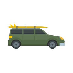 Obraz premium Green travel car icon flat isolated vector