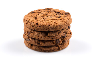 Chocolate chip cookie isolated on white