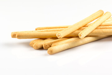 bread sticks on white background