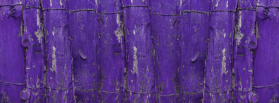 Old wooden background with violet, purple paint. vintage wood texture