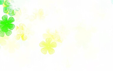 Light Green, Yellow vector natural background with flowers