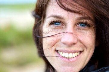 portrait of a woman, blue eyes