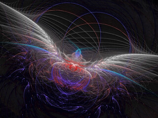 Fairy-tale creature. Bird. Abstract multicolored fractal. 3D rendering.