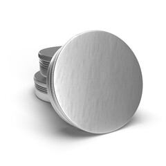 3d rendering of a silver metal container  - 444546067