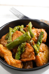 白身魚とアスパラのソテ－