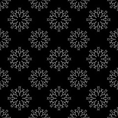 black and white hand drawn geometric and flower pattern, seamless repeat pattern for textile, web background packaging gift wrapper and more. Pattern swatches added to the swatch panel.