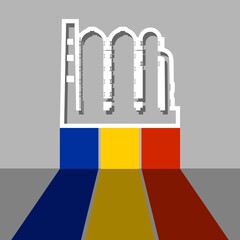 Factory industrial icon and flag of Romania