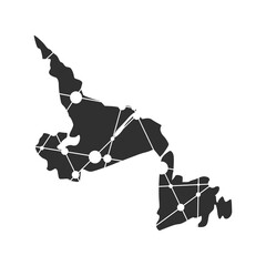 Map of Newfoundland and Labrador. Concept of travel and geography of Canada.