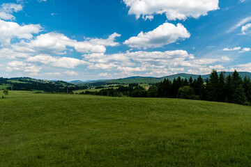 Beautiful hilly surrounding of Oravska Lesna village in Slovakia